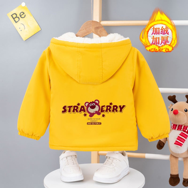 Children'S Fleece-Lined Thickened Cotton-Padded Coat 2023 Winter New Boys And Girls Coat Baby Hooded Warm Cotton-Padded Coat Cotton-Padded Coat - Image 4