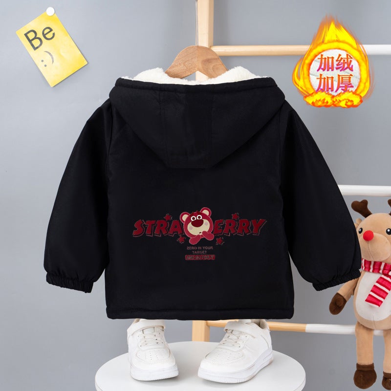 Children'S Fleece-Lined Thickened Cotton-Padded Coat 2023 Winter New Boys And Girls Coat Baby Hooded Warm Cotton-Padded Coat Cotton-Padded Coat - Image 5