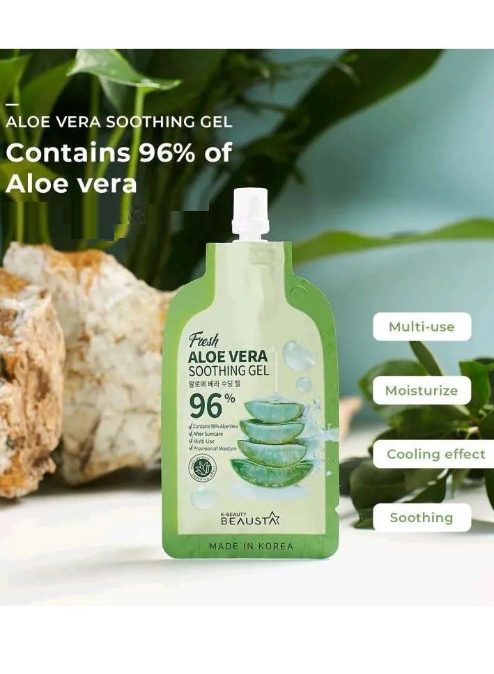 BEAUSTA 2 Pack A Soothing Gel for the Face and Body to Calm Irritated and Dry Skin Contains 96% Natural Aloe Vera Extract 20 Ml - Image 5