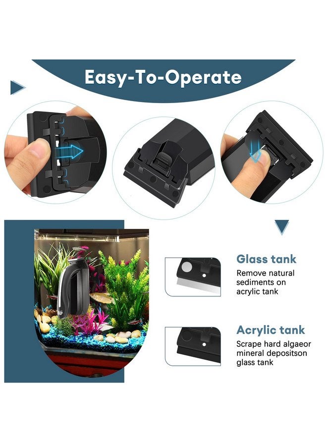 AQQA Aquarium Magnet Glass/Acrylic Cleaner,Fish Tank Cleaner Brush,Magnetic Algae Scrapers Cleaning Tools with 2 Detachable Scrapers,Floating Freshwater Saltwater (M) - Image 3