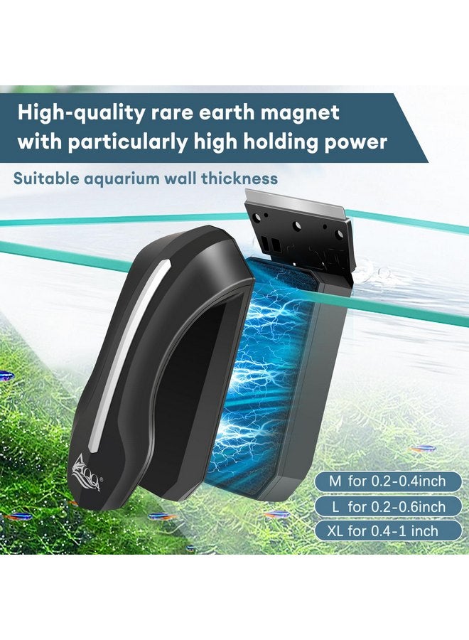 AQQA Aquarium Magnet Glass/Acrylic Cleaner,Fish Tank Cleaner Brush,Magnetic Algae Scrapers Cleaning Tools with 2 Detachable Scrapers,Floating Freshwater Saltwater (M) - Image 2