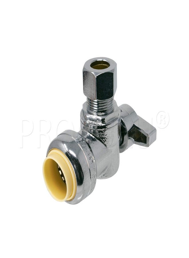 PROCURU 2-Pack PushFit Angle Stop Valve 1/2" x 3/8" OD Compression, Push to Connect Copper, PEX, CPVC, PE-RT, Quarter-Turn Operation (8X1012-2P) - Image 2