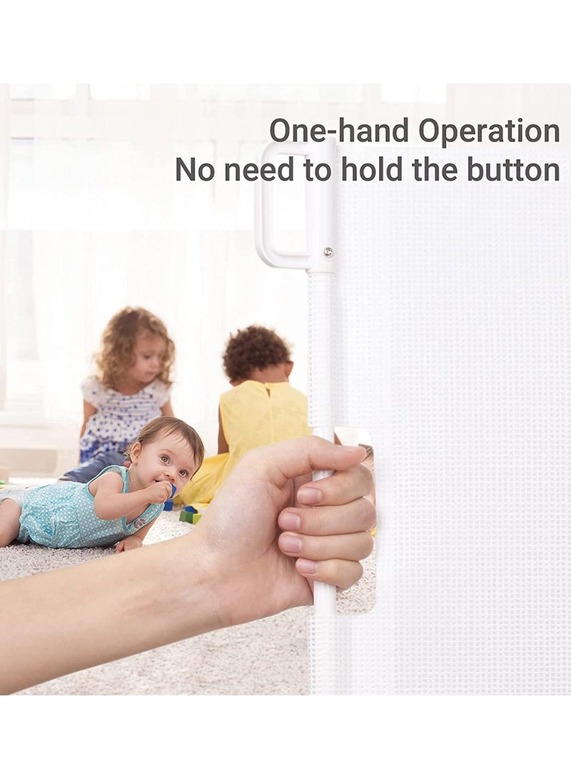 Baby Safe بوابة شبكية خارجية قابلة للسحب طويلة وواسعة للغاية - بيضاء - Image 4