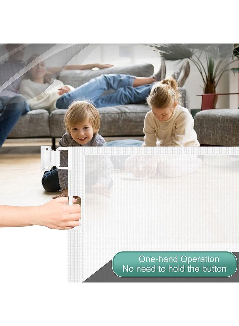 Baby Safe بوابة شبكية خارجية قابلة للسحب طويلة وواسعة للغاية - بيضاء - Image 3