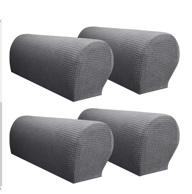 Yogsey Yogsey Arm Rest Covers Arm Slipcovers Stretch Armchair Arm Covers Soft Polyester Arm Caps Non Slip Furniture Protector for Chair Sofa Couch Pack of 4 Grey