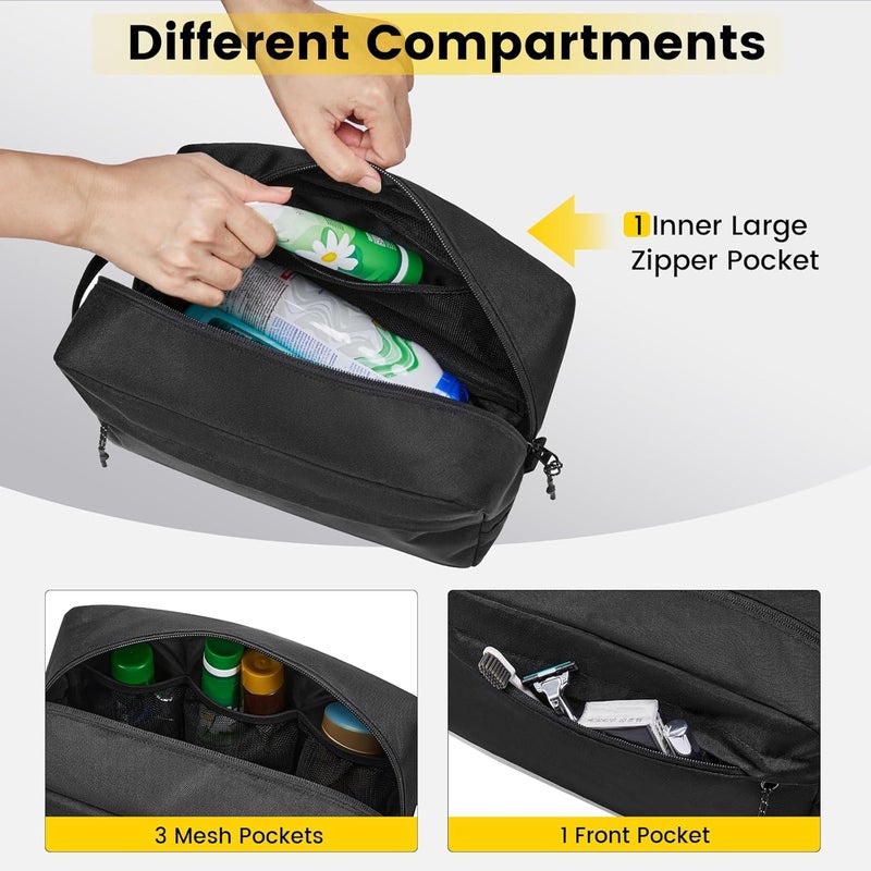 Vorspack Large Water Resistant Black Toiletry Bag - Travel Dopp Kit for Men - Hanging Toiletries Bag with Multiple Compartments - Image 3