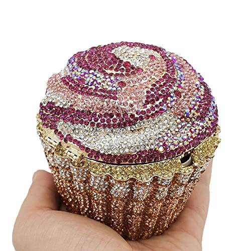 DJBM Cute Cupcake Rhinestone Clutch Diamond Crystal Purse Evening Bags for Women Party Wedding Cocktail Prom, Purple - Image 5