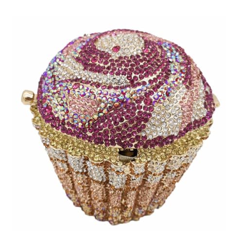 DJBM Cute Cupcake Rhinestone Clutch Diamond Crystal Purse Evening Bags for Women Party Wedding Cocktail Prom, Purple - Image 1