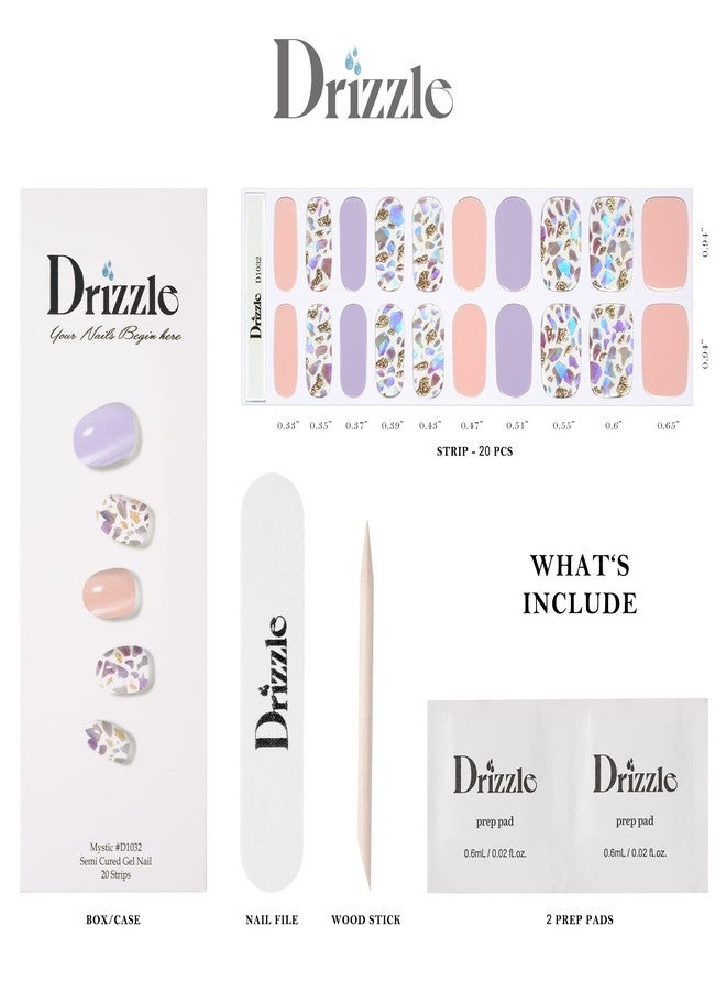 Drizzle شرائط أظافر جل شبه معالجة من دريزل، ملصقات فن طلاء الأظافر الحقيقية (تتطلب ضوء UV/LED)، لامعة، لامعة، لون صلب، تغليف كامل للأظافر يدوم طويلاً، ملصقات أظافر للنساء (ميستيك-1) - Image 5
