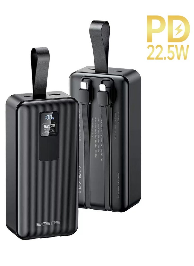 بيستيس  - بنك طاقة بشاشة رقمية 30000 مللي أمبير في الساعة، بنك طاقة عالي السعة PD22.5W USB-C لتوصيل الطاقة وشحن سريع لهاتف iPhone16/16Pro/15/15 Pro Max، وSamsung، وiPad Pro، وMacBook Air/Pro، وأجهزة الشحن السريع - Image 1