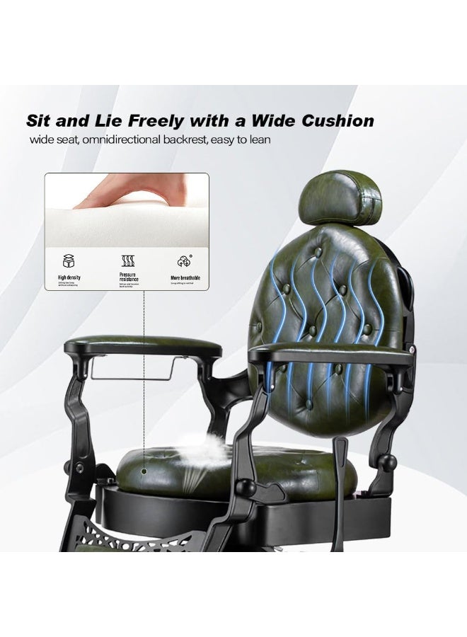 Meishida Barber Chair Heavy Duty Metal Frame, Large Pump Hydraulic, Hair Cutting Salon Chair (Green-black)  - Image 4