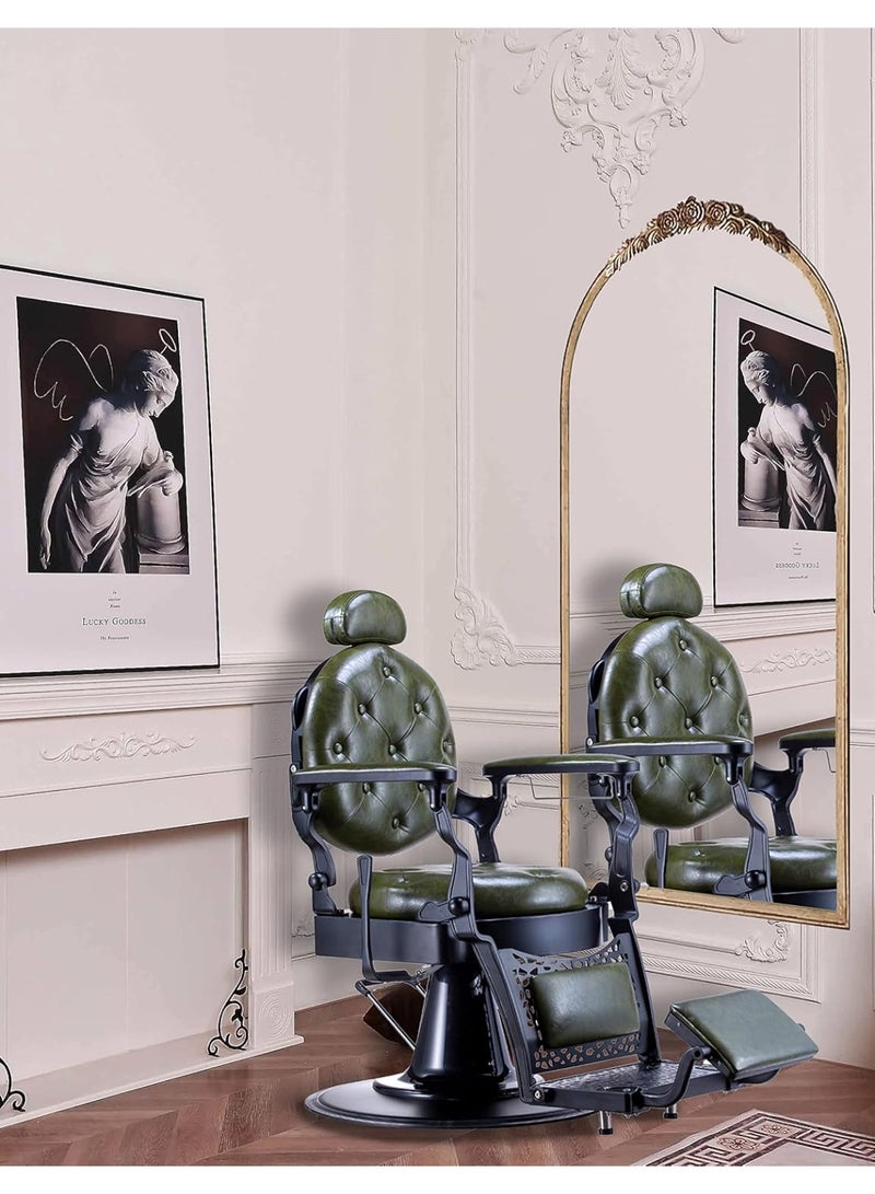 Meishida Barber Chair Heavy Duty Metal Frame, Large Pump Hydraulic, Hair Cutting Salon Chair (Green-black)  - Image 5