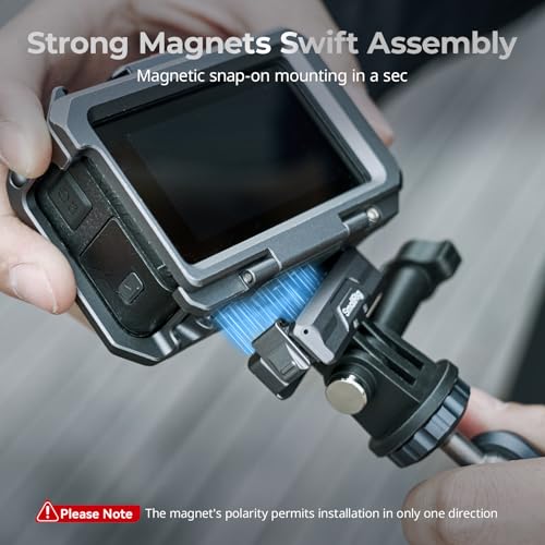 SMALLRIG Magnetic Mount Adapter for DJI OSMO 360 / Action 5/4 / 3 - Quick-Release Aluminum Base with 1/4" Thread & Foldable Connector for Tripods, Selfie Sticks, Vlogging Accessories - 3662B - Image 3