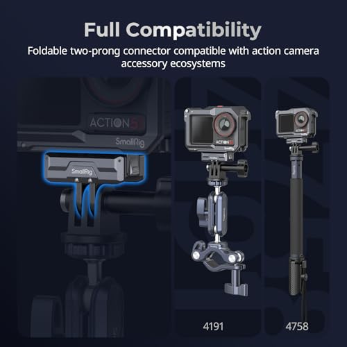 SMALLRIG Magnetic Mount Adapter for DJI OSMO 360 / Action 5/4 / 3 - Quick-Release Aluminum Base with 1/4" Thread & Foldable Connector for Tripods, Selfie Sticks, Vlogging Accessories - 3662B - Image 5