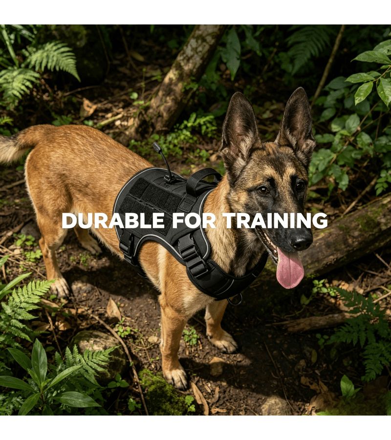Black Set Tactical Dog Harness for Large Dogs Breathable Comfortable Training Handled - Image 4