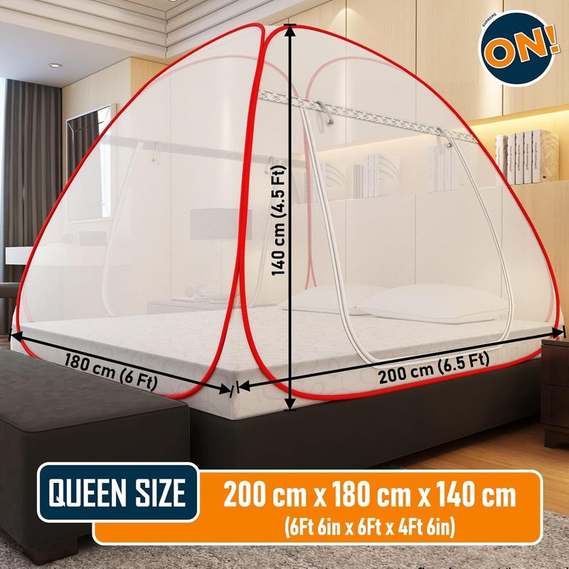 KOLAR Supreme On Mosquito Net for Double Bed 6 Feet X 65 Feet QueenSize Premium Machardani Strong and Durable 30 GSM Tent Type Foldable Corrosion Resistant - Image 3
