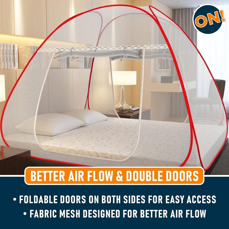 KOLAR Supreme On Mosquito Net for Double Bed 6 Feet X 65 Feet QueenSize Premium Machardani Strong and Durable 30 GSM Tent Type Foldable Corrosion Resistant - Image 4