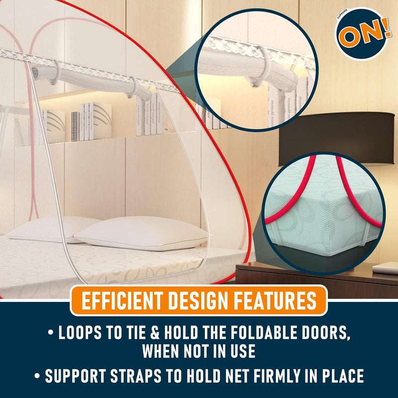 KOLAR Supreme On Mosquito Net for Double Bed 6 Feet X 65 Feet QueenSize Premium Machardani Strong and Durable 30 GSM Tent Type Foldable Corrosion Resistant - Image 5