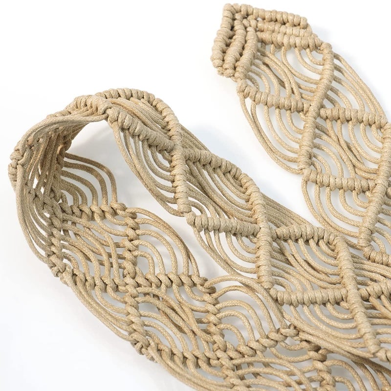 Suyi Boho Belt for Women Braided Woven Belts Bohemian Waist Belts for Dress Beige - Image 4