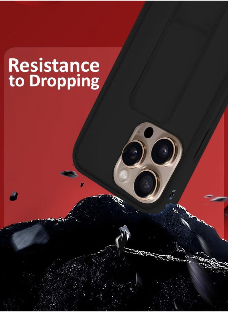 JAJEEK "2-Pack Premium PU Leather Case & Screen Protector for iPhone 16 Pro Max – Shockproof, Anti-Scratch, Stand Function, Finger Grip Case Cover (Black)" - Image 4