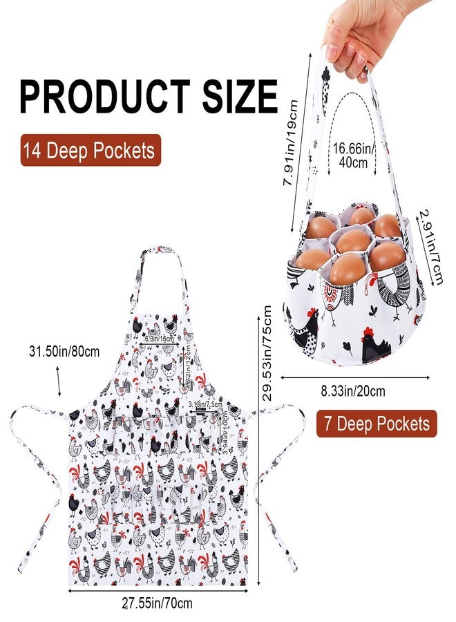 XLSXEXCL Egg Collecting Apron and Basket, 12 Pouches Chicken Egg Apron with 2 pockets, 7 Pouches Chicken Egg Basket, Egg Apron for Fresh Eggs for Chicken, Duck, Goose, Bird, Various Poultry Collection - Image 2