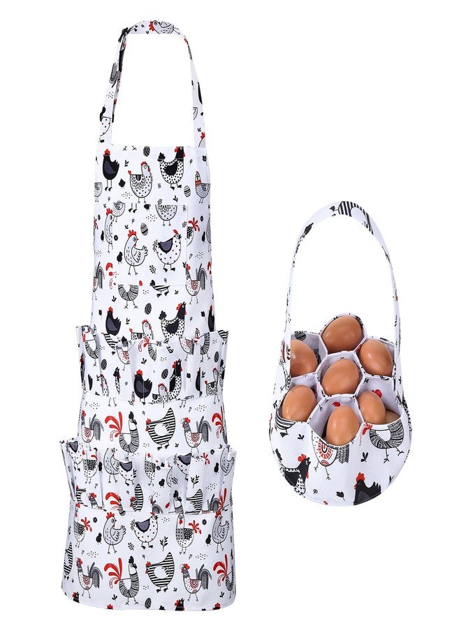 XLSXEXCL Egg Collecting Apron and Basket, 12 Pouches Chicken Egg Apron with 2 pockets, 7 Pouches Chicken Egg Basket, Egg Apron for Fresh Eggs for Chicken, Duck, Goose, Bird, Various Poultry Collection - Image 1