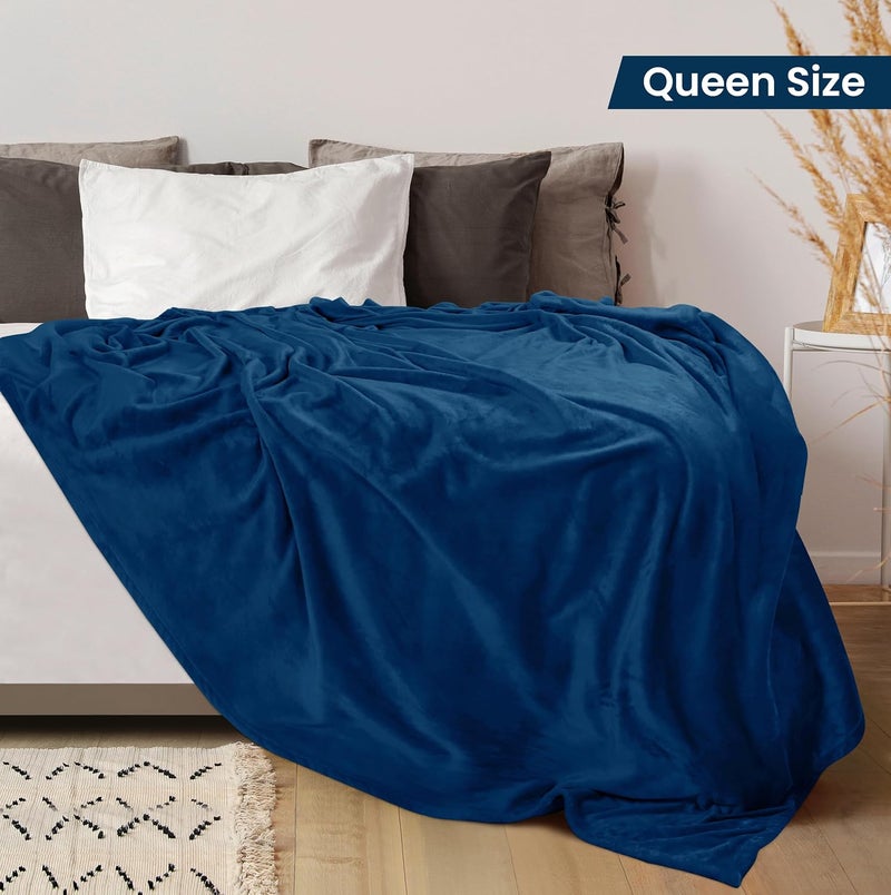 Utopia Bedding Fleece Blanket Queen Size Navy 300GSM Luxury Bed Blanket Anti-Static Fuzzy Soft Blanket Microfiber (90x90 Inches) - Image 2
