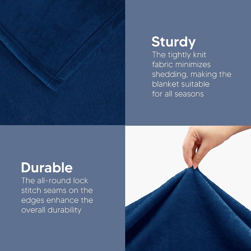 Utopia Bedding Fleece Blanket Queen Size Navy 300GSM Luxury Bed Blanket Anti-Static Fuzzy Soft Blanket Microfiber (90x90 Inches) - Image 4