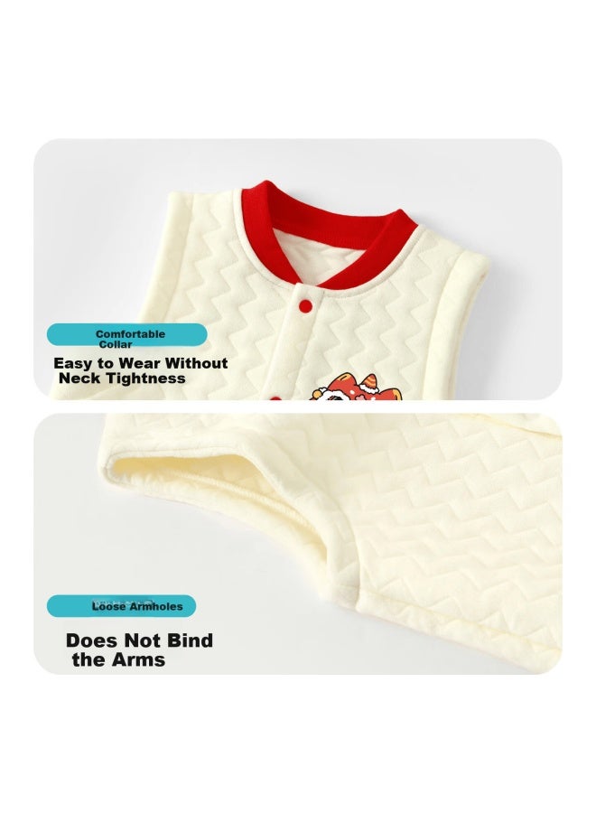 Marcolor Winter Baby Toddler Quilted Cotton Vest Warm Soft Comfortable Outerwear White Red Little Tiger Cat 110 - Image 2