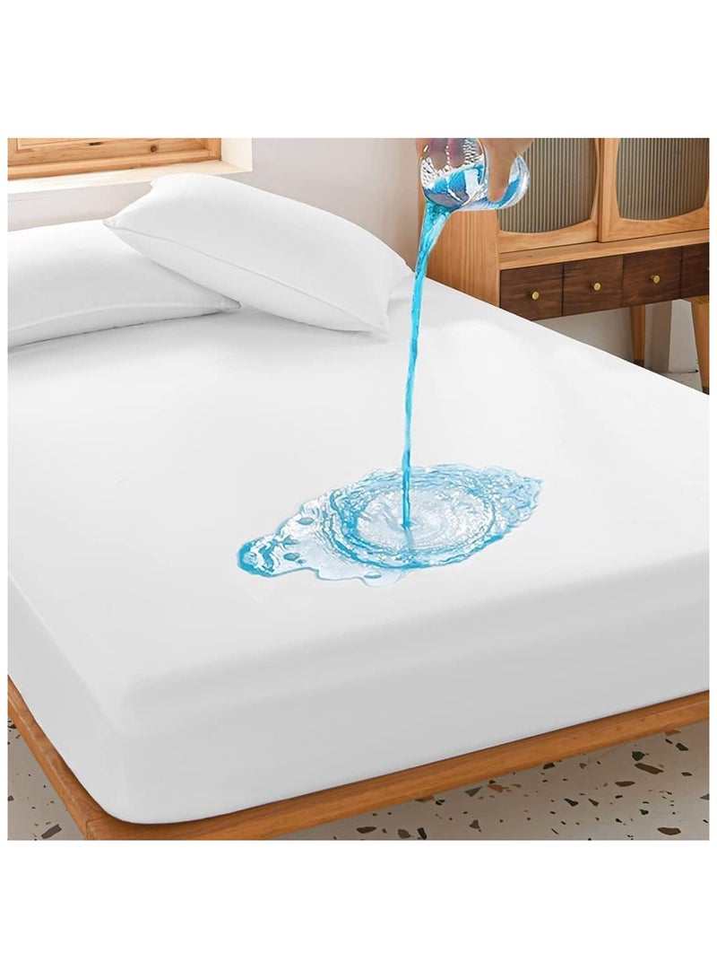 AKD A two-in-one mattress protector and sealant that prevents leakage and is comfortable because it contains two layers, the inner is plastic and the outer is a soft, circular towel, size 160 by 200 cm. - Image 1