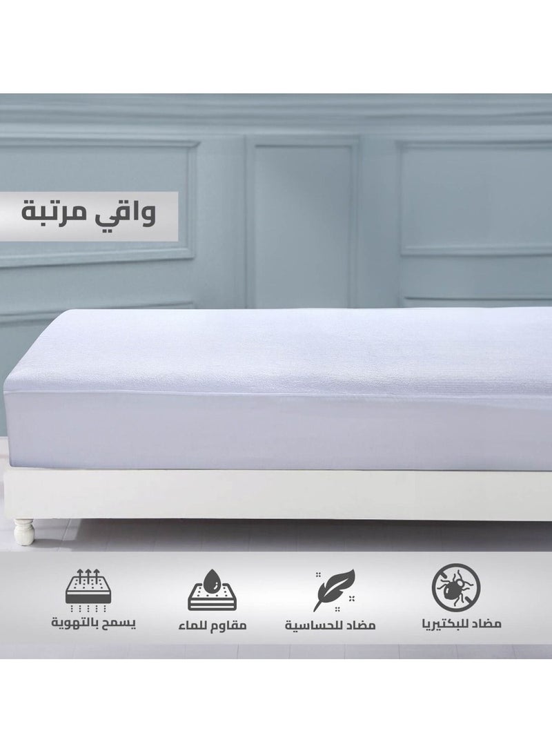 AKD A two-in-one mattress protector and sealant that prevents leakage and is comfortable because it contains two layers, the inner is plastic and the outer is a soft, circular towel, size 160 by 200 cm. - Image 4