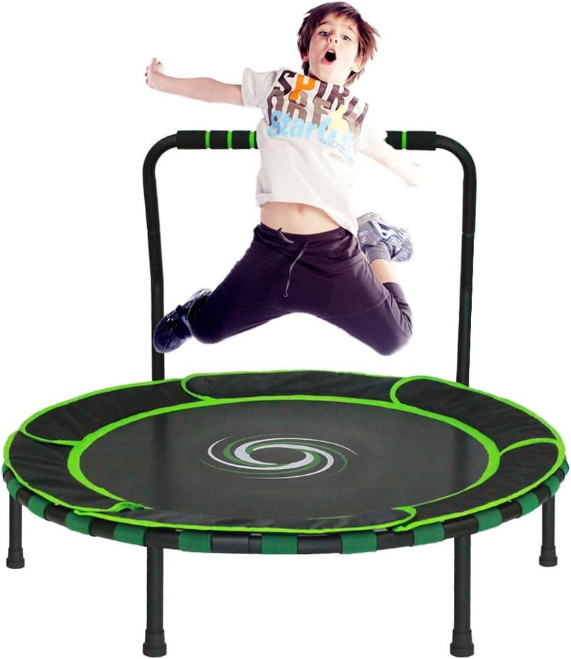 enlitoys High Elastic Kids Trampoline with Handle 36'' Foldable Trampoline for Kids Indoor Outdoor Exercise, Mini with Safty Padded Cover for 3-9 Boys Girls Children, Toddlers