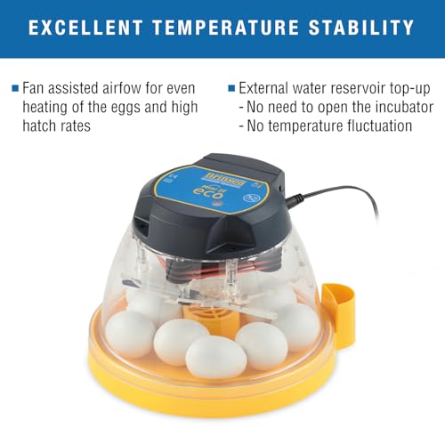 Brinsea Mini II Eco Manual Egg Incubator with External Water Top-Up, Fan Assisted Air Circulation for Hatching 10 Chicken, Duck, or Other Eggs, Ideal for Beginners - Image 4
