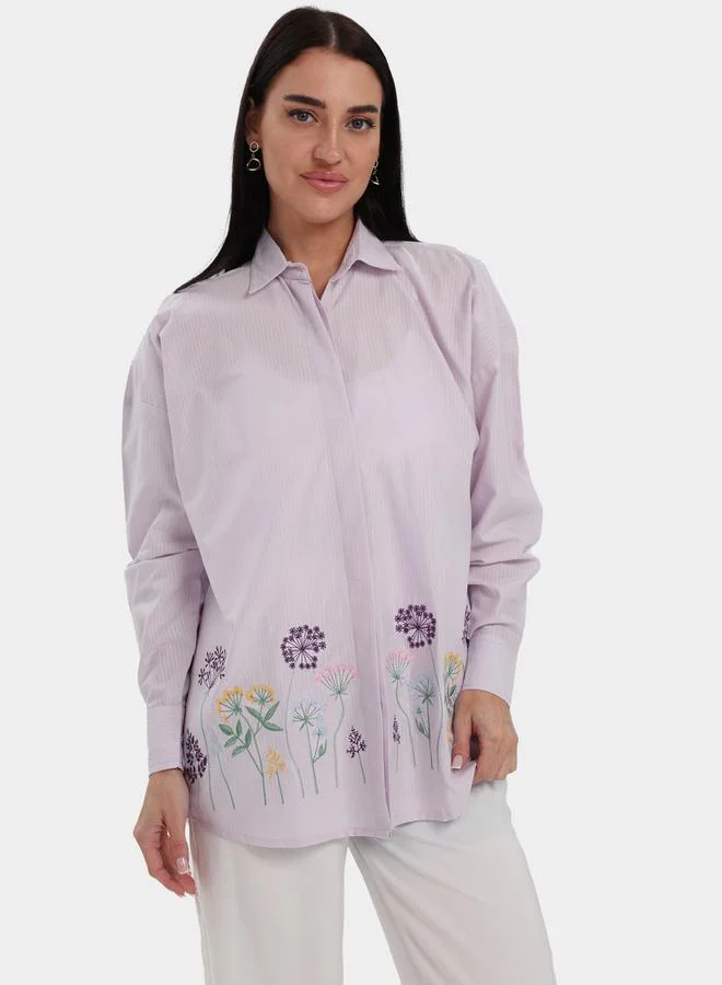 Elena by DStyle Placement Embroidered Shirt and Pant Modest Set
