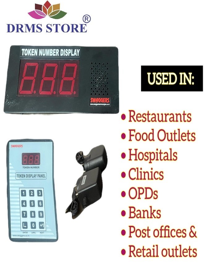 DRMS Store Wireless Token Display System with Dual Multi Language Voice Announcement-2 .3 inch Digit Size (Ding Dong, English, Hindi, Marathi, English+Hindi, English+Marathi) 1 Year Warranty - Image 2