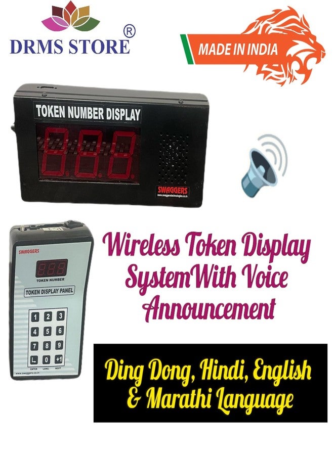 DRMS Store Wireless Token Display System with Dual Multi Language Voice Announcement-2 .3 inch Digit Size (Ding Dong, English, Hindi, Marathi, English+Hindi, English+Marathi) 1 Year Warranty - Image 3