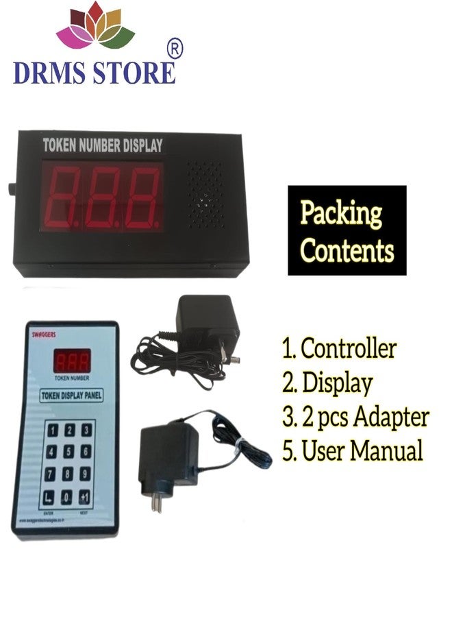 DRMS Store Wireless Token Display System with Dual Multi Language Voice Announcement-2 .3 inch Digit Size (Ding Dong, English, Hindi, Marathi, English+Hindi, English+Marathi) 1 Year Warranty - Image 5