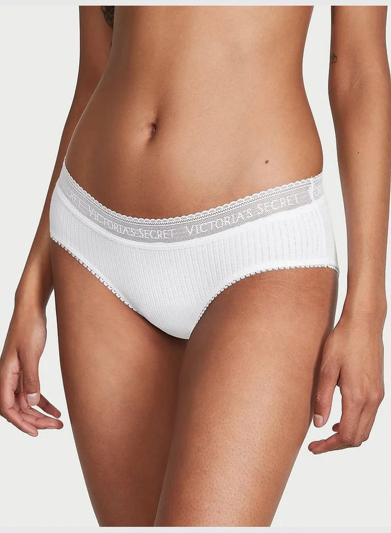 Victoria's Secret Logo Cotton Lace-Waist Hiphugger Panty