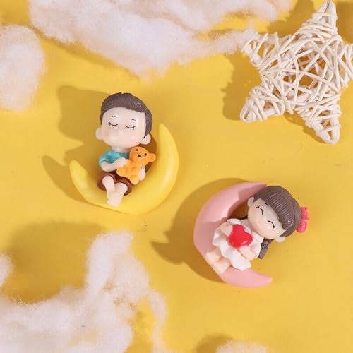 ascension Sweety Moon Couple Miniature Figurine Showpiece Gift for Your Love Romantic Valentine Day Gift for Girlfriend, Boyfriend Cute Baby Dolls Couple Showpiece Valentines Gift Items - Image 2
