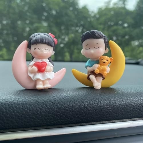 ascension Sweety Moon Couple Miniature Figurine Showpiece Gift for Your Love Romantic Valentine Day Gift for Girlfriend, Boyfriend Cute Baby Dolls Couple Showpiece Valentines Gift Items - Image 3