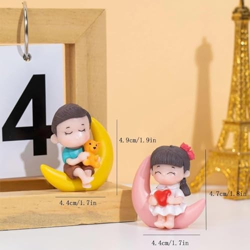 ascension Sweety Moon Couple Miniature Figurine Showpiece Gift for Your Love Romantic Valentine Day Gift for Girlfriend, Boyfriend Cute Baby Dolls Couple Showpiece Valentines Gift Items - Image 5