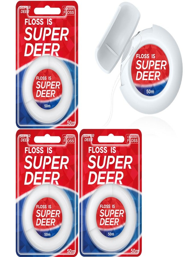 Fawnmum Super Deer Waxed Dental Floss, Plaque Remover for Teeth, Shred Resistant, Floss Slides Smoothly, Easy to Use, Waxed, Deep Cleaning Teeth, Oral Care, for Adults & Kids, 3 Pack, 55 yd - Image 1