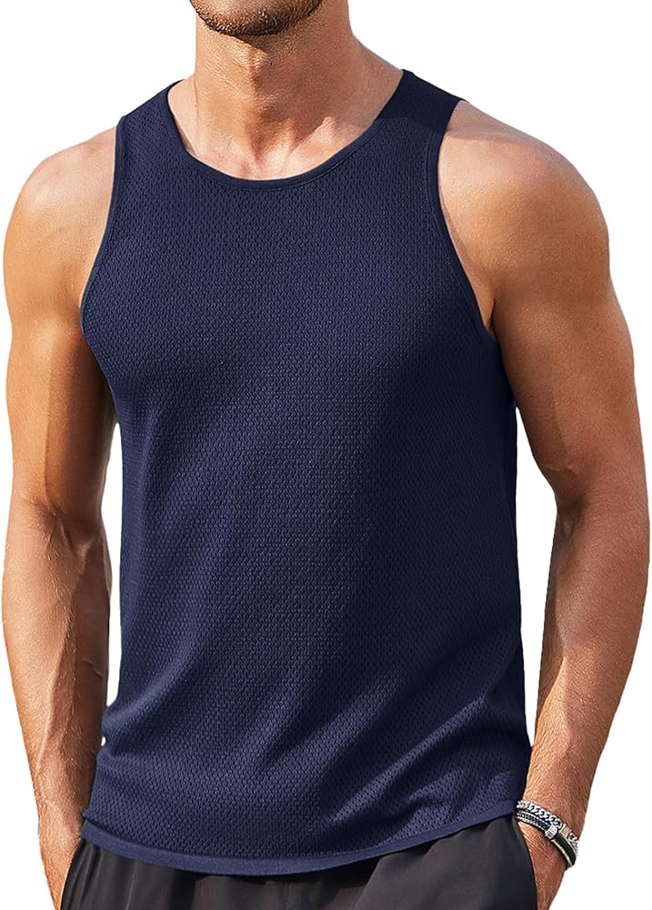 COOFANDY Mens Casual Tank Tops Summer Knit Top Sleeveless Beach T Shirts Breathable Muscle Tank - Image 1