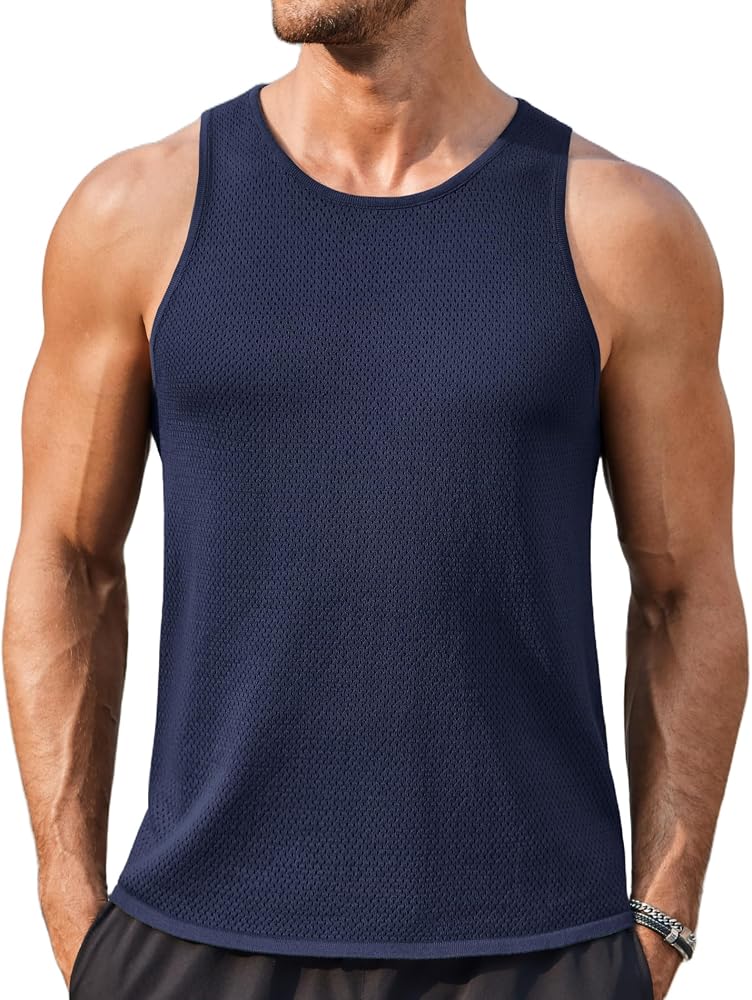 COOFANDY Mens Casual Tank Tops Summer Knit Top Sleeveless Beach T Shirts Breathable Muscle Tank - Image 4