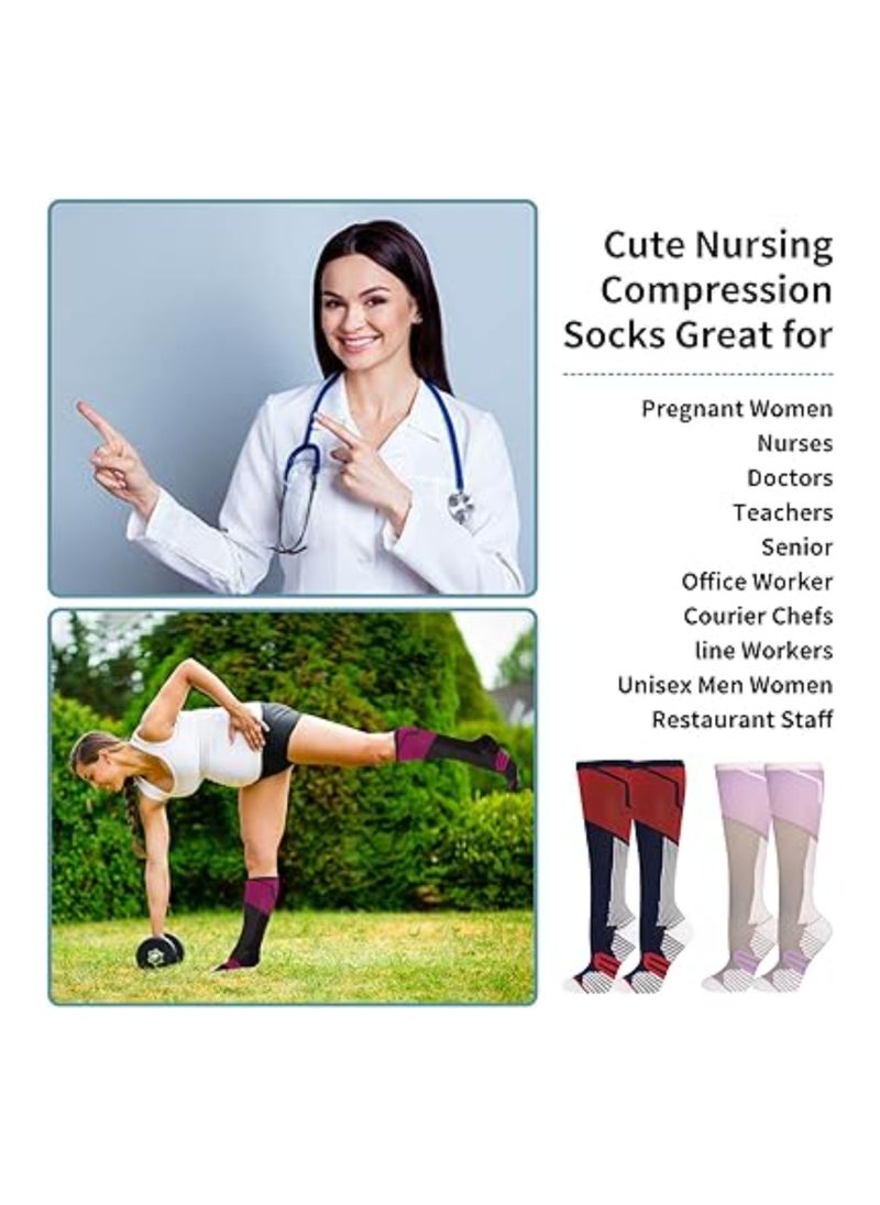 SYOSI Compression Socks for Women Men Nurs, Compression Socks for Women & Men Circulation, 20-30 mmHg Cute Fun Compression Stockings for Pregnancy Sport Travel,  (3Pair, S/M, 34-39)  - Image 4