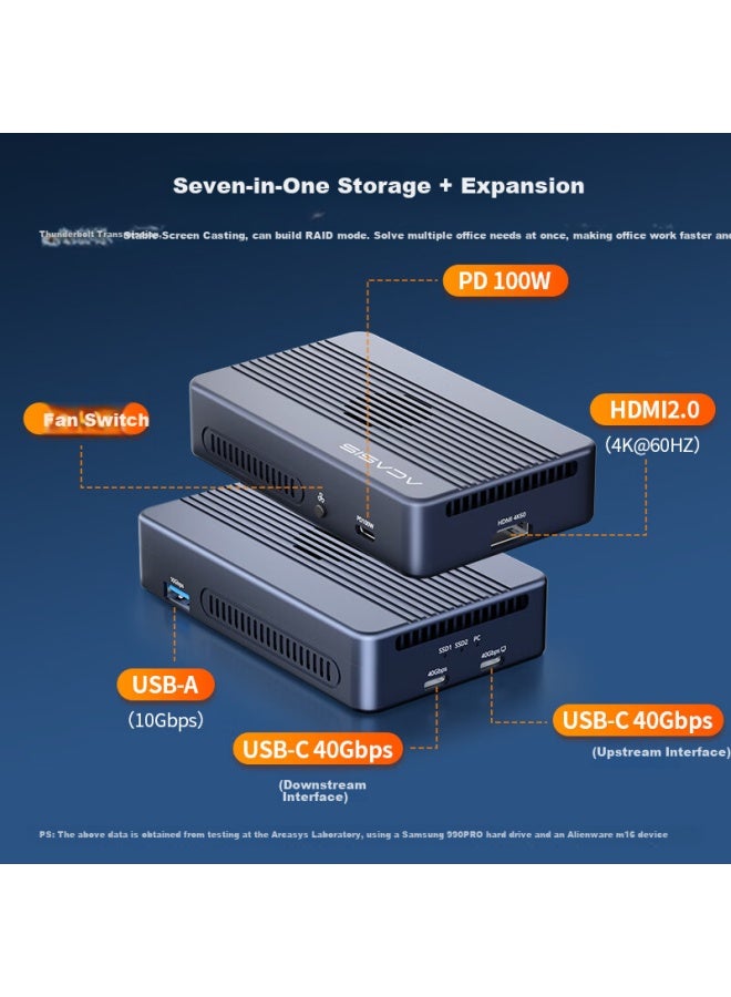 Acasis Thunderbolt Hard Drive Enclosure Expansion Dock Dual Drive Nvme M.2 Mobile Array Hard Drive Enclosure Ultra Hd 8k Thunderbolt Notebook Thunderbolt 3 Expansion Dock Tbu405promax - Image 1