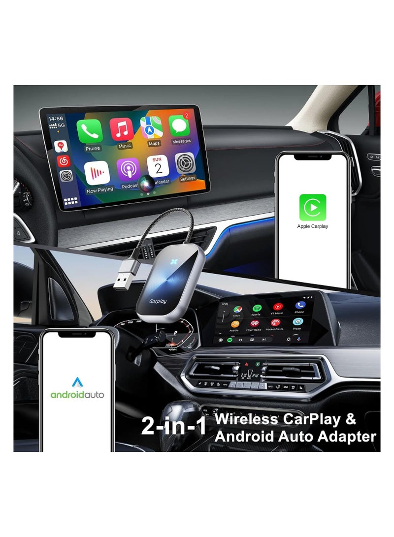 SYOSI محول CarPlay اللاسلكي وAndroid Auto: من السهل ترقية CarPlay السلكي المصنعي إلى لاسلكي، سرعة فائقة، تصميم منخفض الطاقة، Mini Car Play Dongle لنظام iOS 10+ Android 11+، يدعم الملاحة، إلخ.  - Image 2