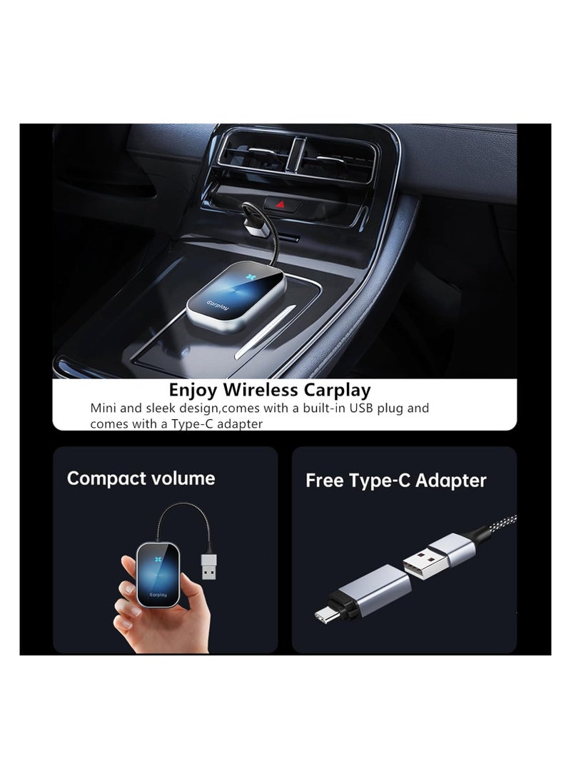 SYOSI محول CarPlay اللاسلكي وAndroid Auto: من السهل ترقية CarPlay السلكي المصنعي إلى لاسلكي، سرعة فائقة، تصميم منخفض الطاقة، Mini Car Play Dongle لنظام iOS 10+ Android 11+، يدعم الملاحة، إلخ.  - Image 3