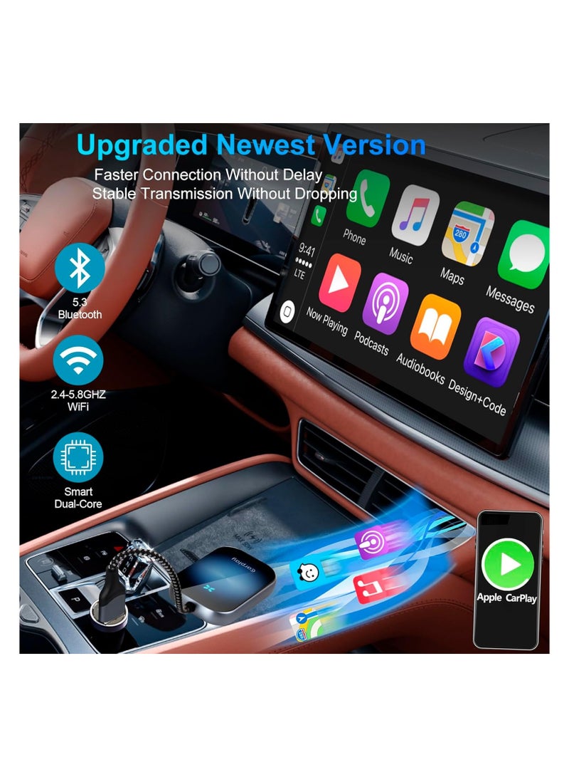 SYOSI محول CarPlay اللاسلكي وAndroid Auto: من السهل ترقية CarPlay السلكي المصنعي إلى لاسلكي، سرعة فائقة، تصميم منخفض الطاقة، Mini Car Play Dongle لنظام iOS 10+ Android 11+، يدعم الملاحة، إلخ.  - Image 5