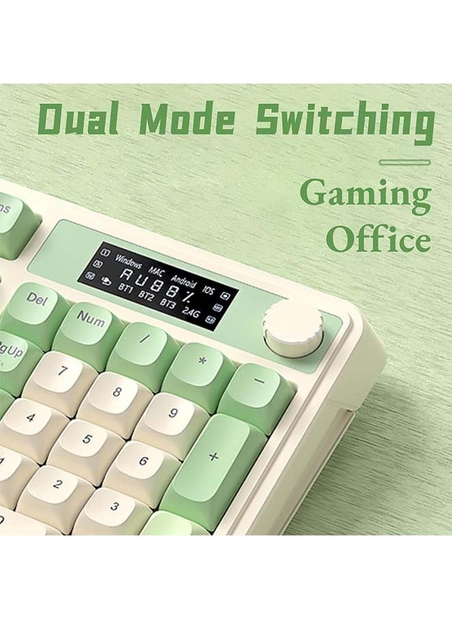 AULA - AULA S99 Pro Wireless Keyboard, Display Screen & Media Knob, Tri-Mode Bluetooth/2.4G/USB-C RGB Creamy Gaming Keyboard with Number Pad Macro Keys, Custom Computer Keyboards for Laptop PC Gamer - Green - Image 1